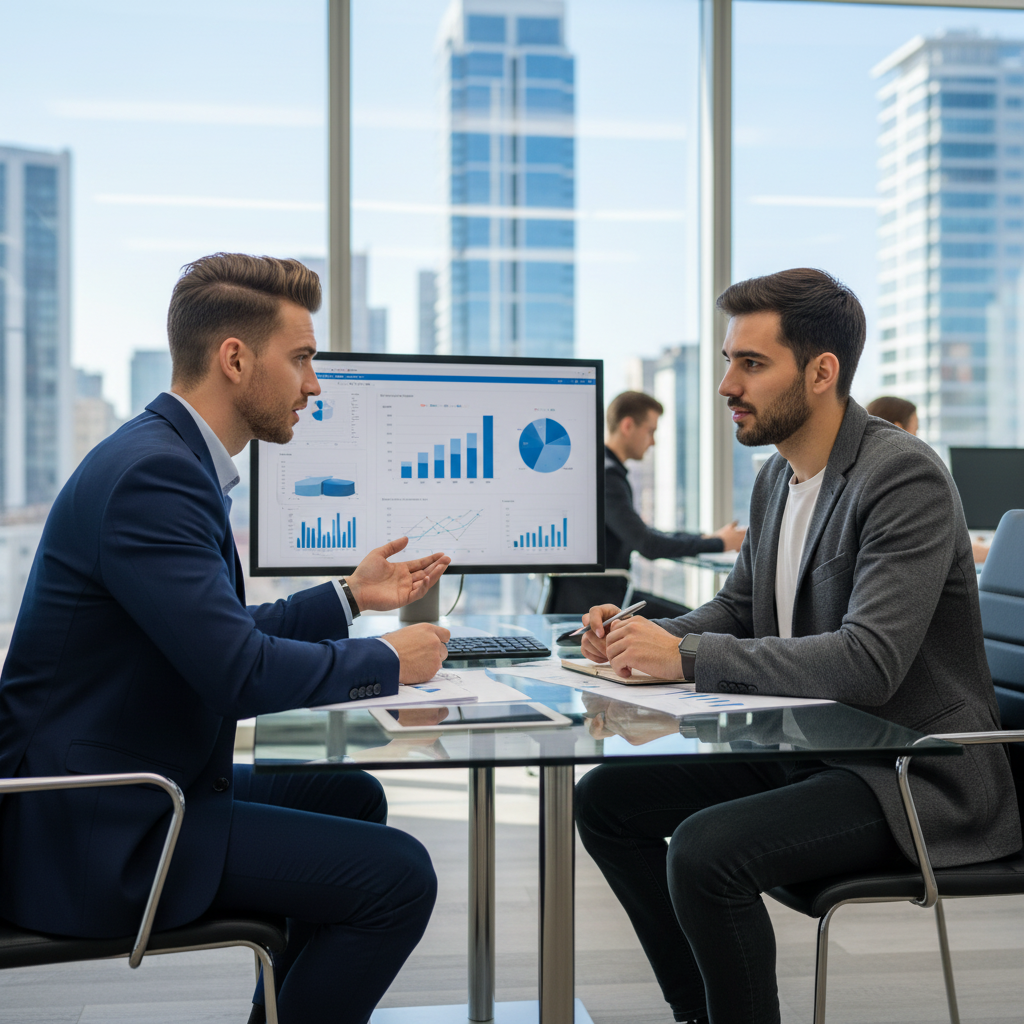 Tax Return Preparation 3 Tax professional meeting with a young business man